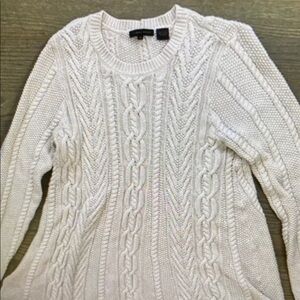 Jeanne Pierre 100% cotton cable knit cream sweater women’s size medium